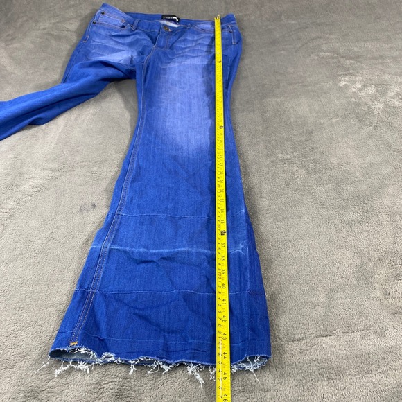 Fashion Nova Jeans Womens 16 W36 Bell Bottom Blue Denim Stretch Flare Bottoms - Picture 9 of 15